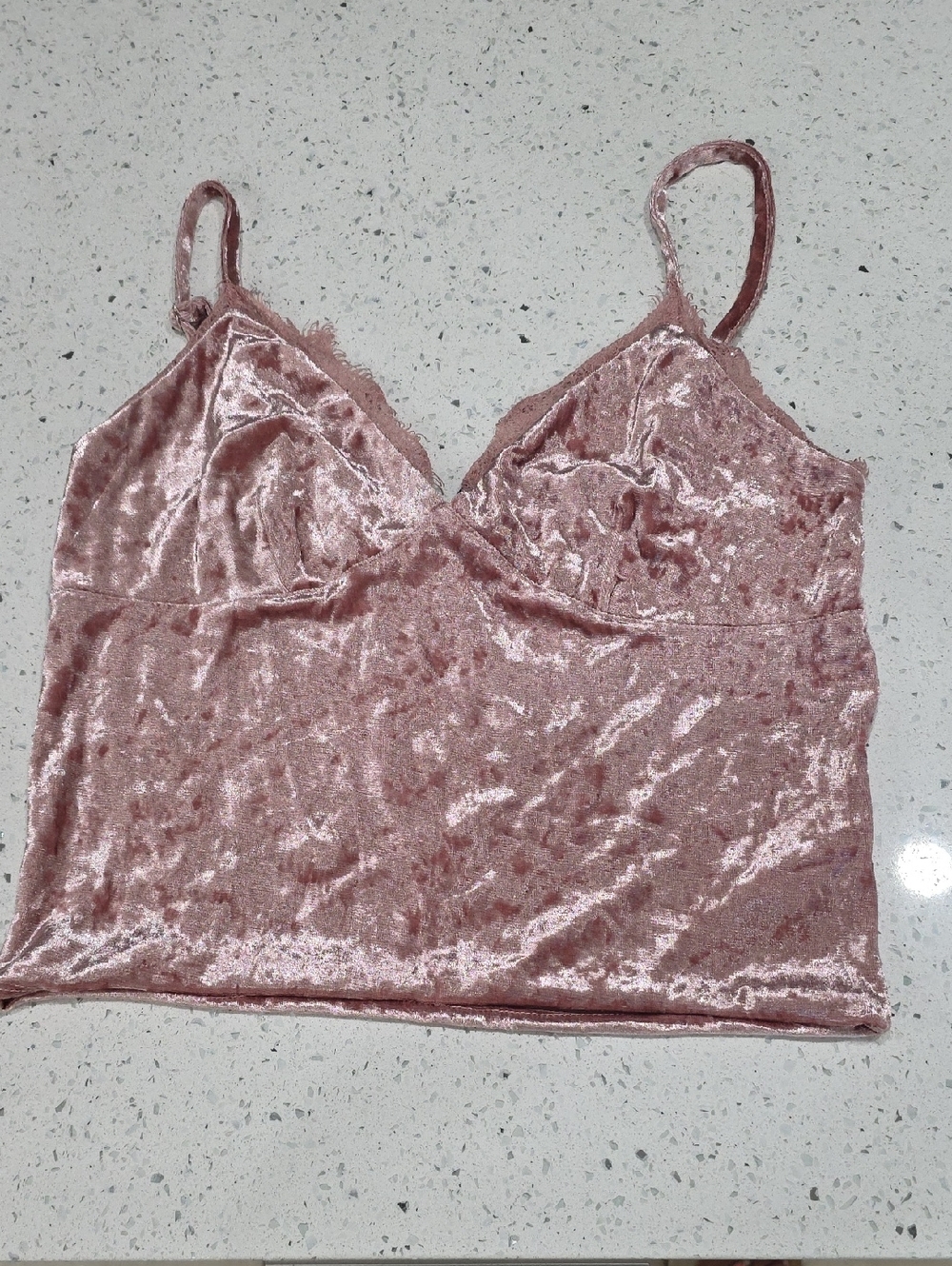 Forever 21 Rose Pink Velvet Lace Trim Cami